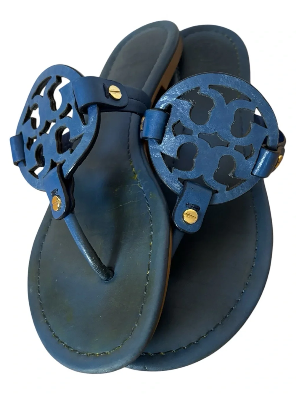 Tory Burch Miller Thong Sandals Blue Leather Women’s Size 8M